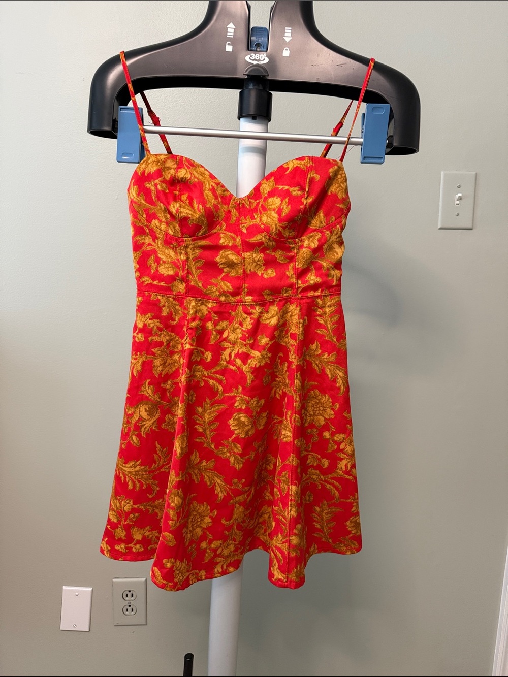 Urban Outfitters Red and Gold Floral Mini Dress